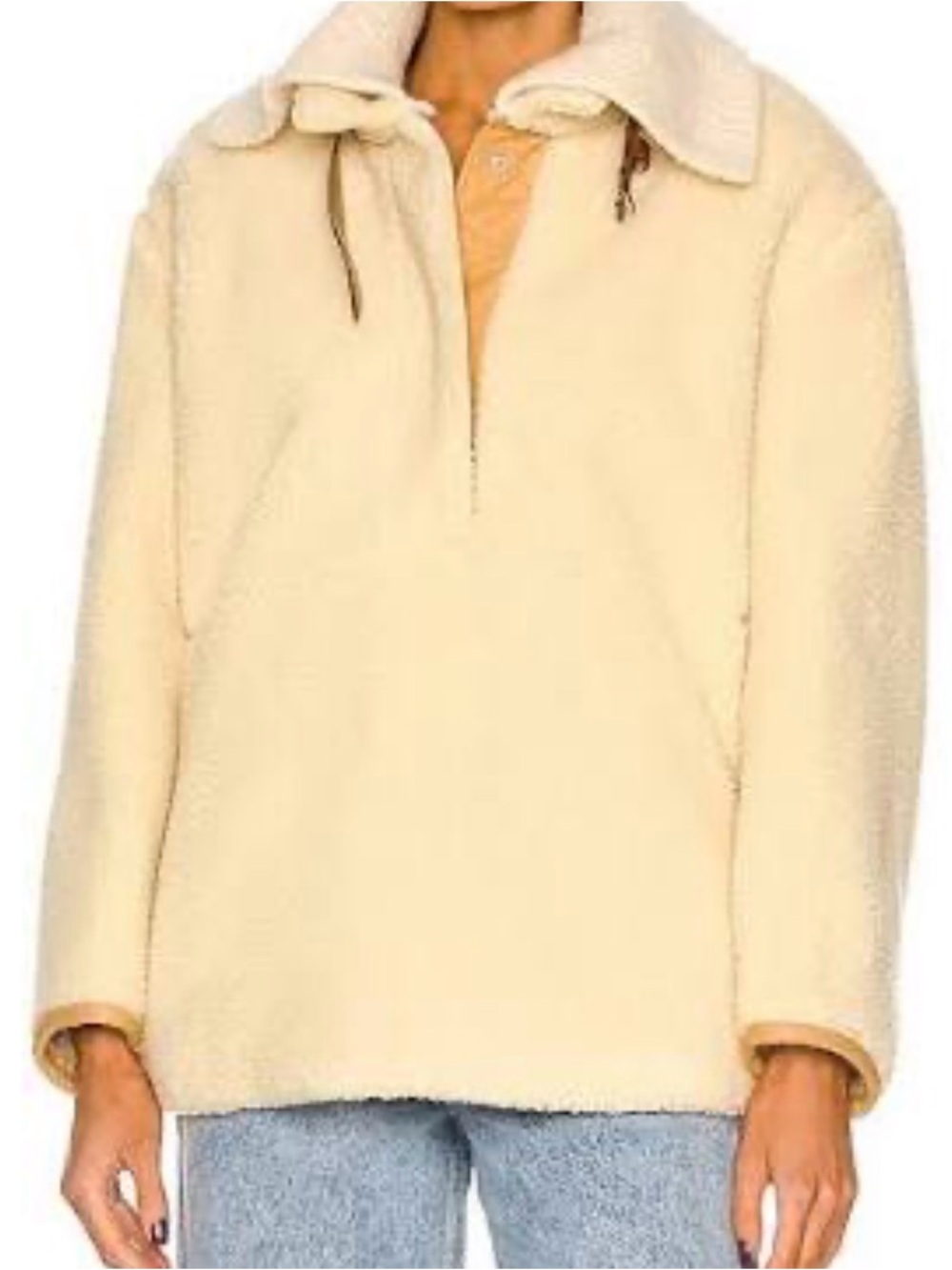 Isabel Marant Cream Sherpa Half-Zip Jacket